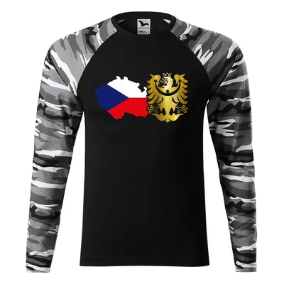 PRINT Triko s dlouhým rukávem unisex s motivem ČR SLEZSKO černé camo Velikost.: