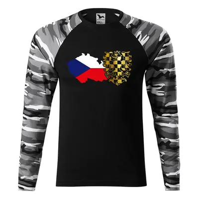 PRINT Triko s dlouhým rukávem UNISEX s motivem ČR MORAVA, černé/camo Velikost.: