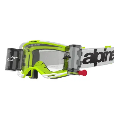 brýle VISION 8 WORDMARK ROLL-OFF WIDE VISION, ALPINESTARS (bílá/žlutá fluo, čiré plexi a roll-of