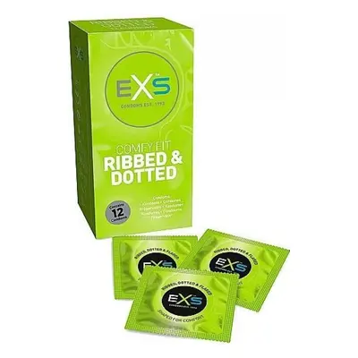 EXS Comfy Fit Ribbed and Dotted Condoms 12 ks