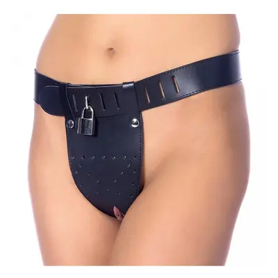 Rimba Chastity Belt with Two Holes In Crotch Padlock Included Kožený pás cudnosti pro ženy