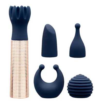 Pillow Talk Secrets Choices 6 Piece Mini Massager Set Navy Blue Rose Gold