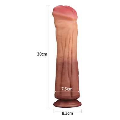 LoveToy 12" Dual Layered Platinum Silicone Cock