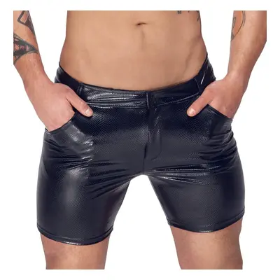 Noir Handmade H068 Mid-Length Shorts of Snake Wetlook with Back Pockets