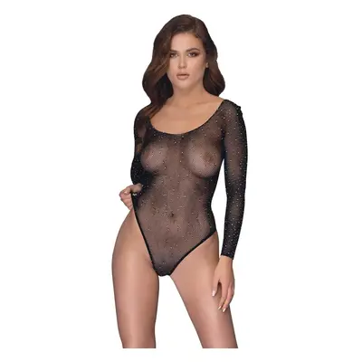 NO:XQSE - long-sleeved, shiny mesh body - black