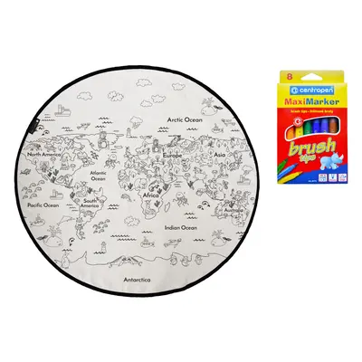 Butter Kings KOBEREC OMALOVÁNKY Colouring world bílá, černá 130x130 (průměr) kruh