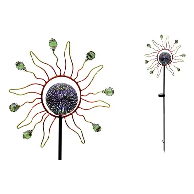 Autronic Slunce s LED světlem, kovová zahradní dekorace (baterie na solární dobíjení) ZS4409