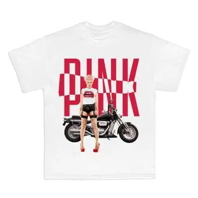 Pink Unisex T-shirt: Motorbike (large) L