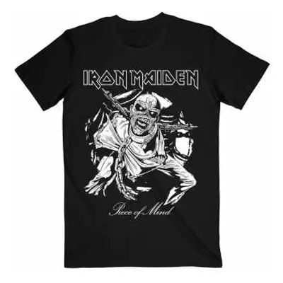 Iron Maiden Unisex T-shirt: Piece Of Mind Mono Eddie (small) S