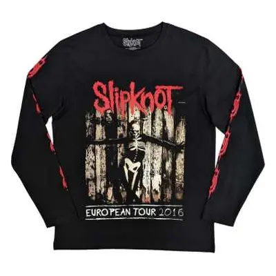 Slipknot Unisex Long Sleeve T-shirt: Skeleton Flag (back & Sleeve Print) (medium) M