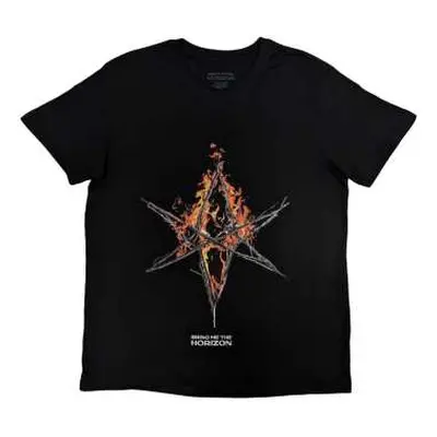 Bring Me The Horizon Unisex T-shirt: Flame Hex & Text Logo (medium) M