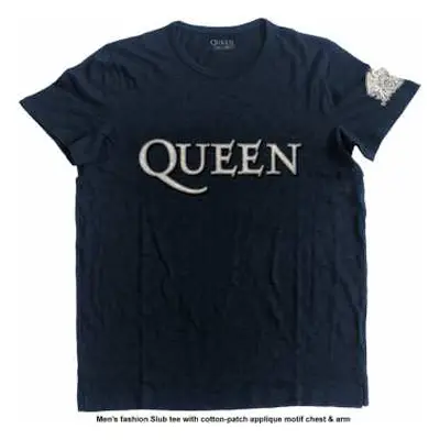 Queen Unisex T-shirt: Logo & Crest (applique) (medium) M