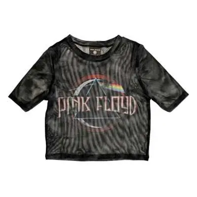 Pink Floyd Ladies Crop Top: Vintage Dark Side Of The Moon Seal (mesh) (xx-small) XXS