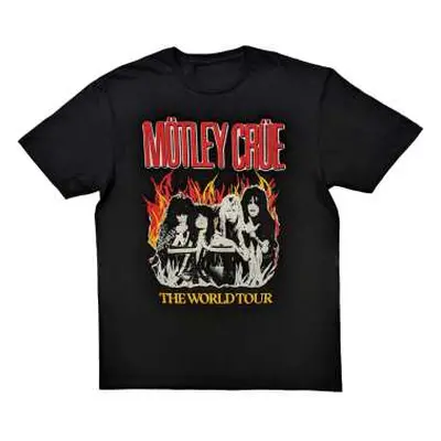 Motley Crue Unisex T-shirt: Vintage World Tour Flames (x-large) XL