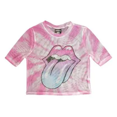 The Rolling Stones Ladies Crop Top: Pink Gradient Tongue (mesh) (x-small) XS