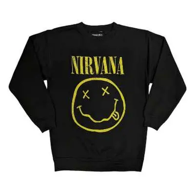 Nirvana Unisex Sweatshirt: Yellow Happy Face (medium) M