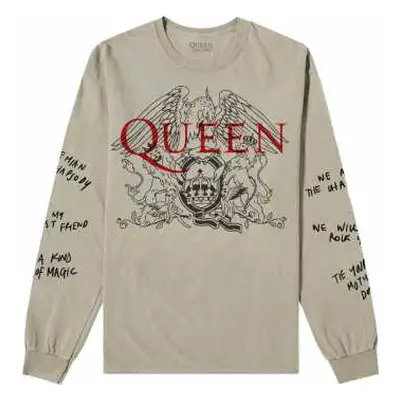 Queen Unisex Long Sleeve T-shirt: Handwritten (sleeve Print) (small) S