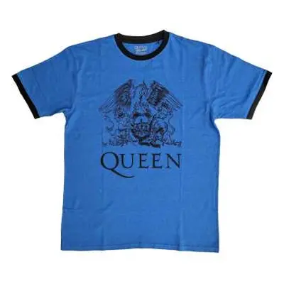 Queen Unisex Ringer T-shirt: Crest Logo (medium) M