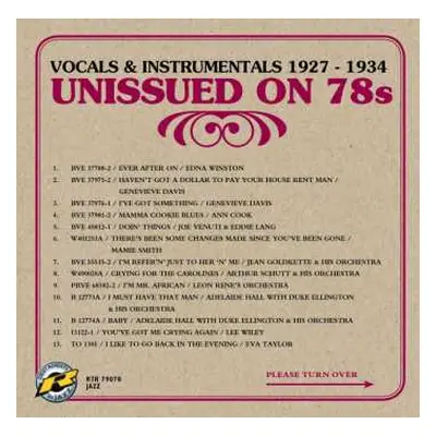 CD Various: Unissued On 78s: Vocals & Instrumentals 1927 - 1934