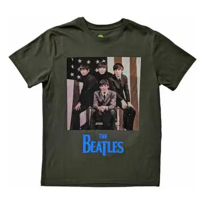 The Beatles Unisex T-shirt: Us Flag Photo (large) L