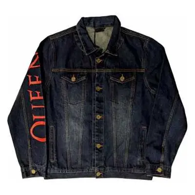 Queen Unisex Denim Jacket: White Crest (back Print) (small) S