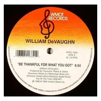 LP William DeVaughn: Be Thankful For What You Got / Hold Onto Love