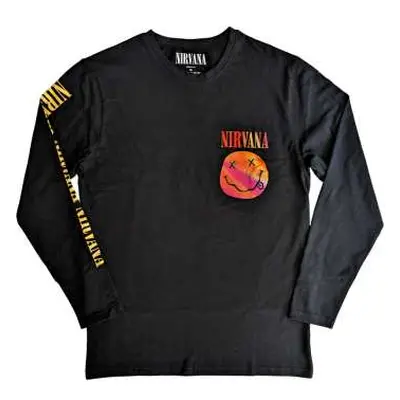 Nirvana Unisex Long Sleeve T-shirt: Gradient Happy Face (back & Sleeve Print) (small) S