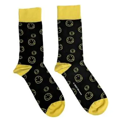 Nirvana Unisex Ankle Socks: Outline Happy Faces (uk Size 7 - 11) 42 - 47