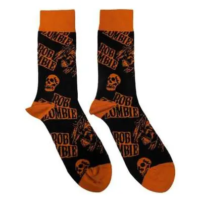 Rob Zombie Unisex Ankle Socks: Skull Face Orange (uk Size 7 - 11) 42 - 47