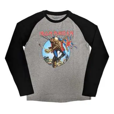 Iron Maiden Unisex Raglan T-shirt: Trooper Burst (small) S