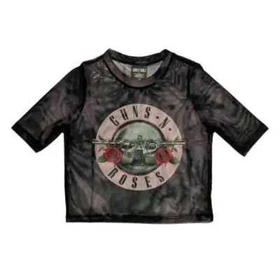 Guns N' Roses Ladies Crop Top: Pink Tint Bullet Logo (mesh) (xx-small) XXS