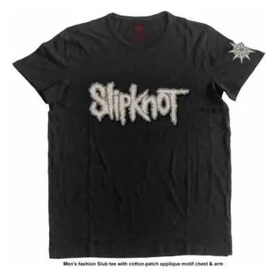 Slipknot Unisex T-shirt: Logo & Star (applique) (x-large) XL