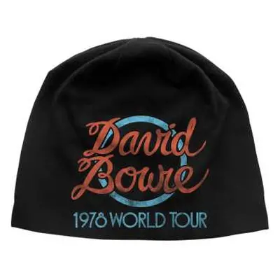 David Bowie Unisex Beanie Hat: World Tour Logo Jd Print