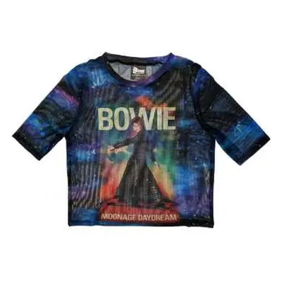 David Bowie Ladies Crop Top: Moonage 11 Fade (mesh) (x-small) XS