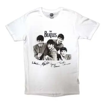 The Beatles Unisex T-shirt: Mop Tops & Signatures (medium) M