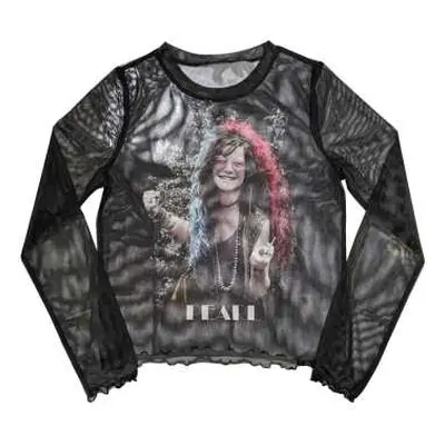 Janis Joplin Ladies Long Sleeve T-shirt: Pearl Garden (mesh) (x-small) XS