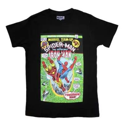 Marvel Comics Unisex T-shirt: Spiderman & Iron Man Comic Cover (small) S