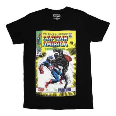 Marvel Comics Unisex T-shirt: Cap Vs The Panther Comic Cover (medium) M