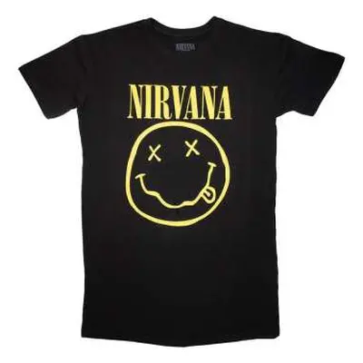 Nirvana Ladies T-shirt Dress: Yellow Happy Face (large) L