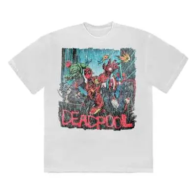 Marvel Comics Unisex T-shirt: Deadpool Hero Scene Vintage (medium) M