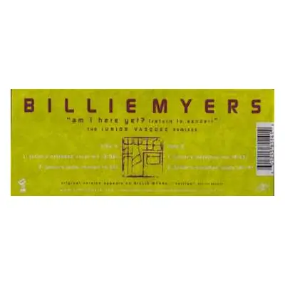 LP Billie Myers: Am I Here Yet? (Return To Sender) The Junior Vasquez Remixes