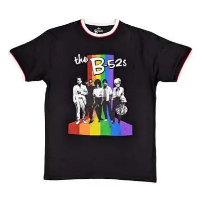 B52s Unisex Ringer T-shirt: Rainbow Stripes Ringer (large) L