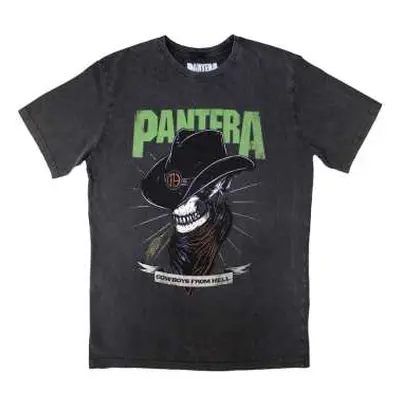 Pantera Unisex Stone Wash T-shirt: Skeleton Cowboy (medium) M