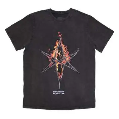 Bring Me The Horizon Unisex T-shirt: Flame Hex & Text Logo (wash Collection) (small) S