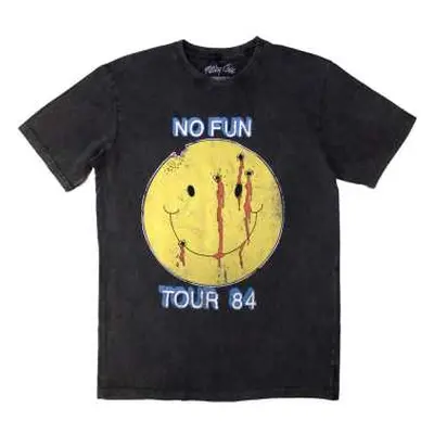 Motley Crue Unisex Stone Wash T-shirt: No Fun Tour '84 (back Print) (medium) M