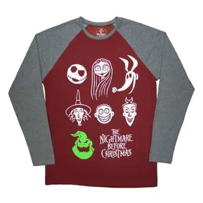 The Nightmare Before Christmas Unisex Raglan T-shirt: Stacked Faces (embellished) (xx-large) XXL