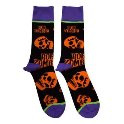 Rob Zombie Unisex Ankle Socks: Orange Skulls (uk Size 7 - 11) 42 - 47