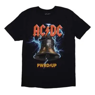 Ac/dc Unisex T-shirt: Pwrd-up In Rock We Trust (back Print & Ex-tour) (large) L