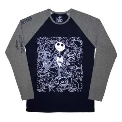 The Nightmare Before Christmas Unisex Raglan T-shirt: Jack Crowd (embellished) (xx-large) XXL