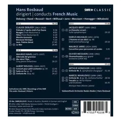 4CD Claude Debussy: Hans Rosbaud Conducts French Music